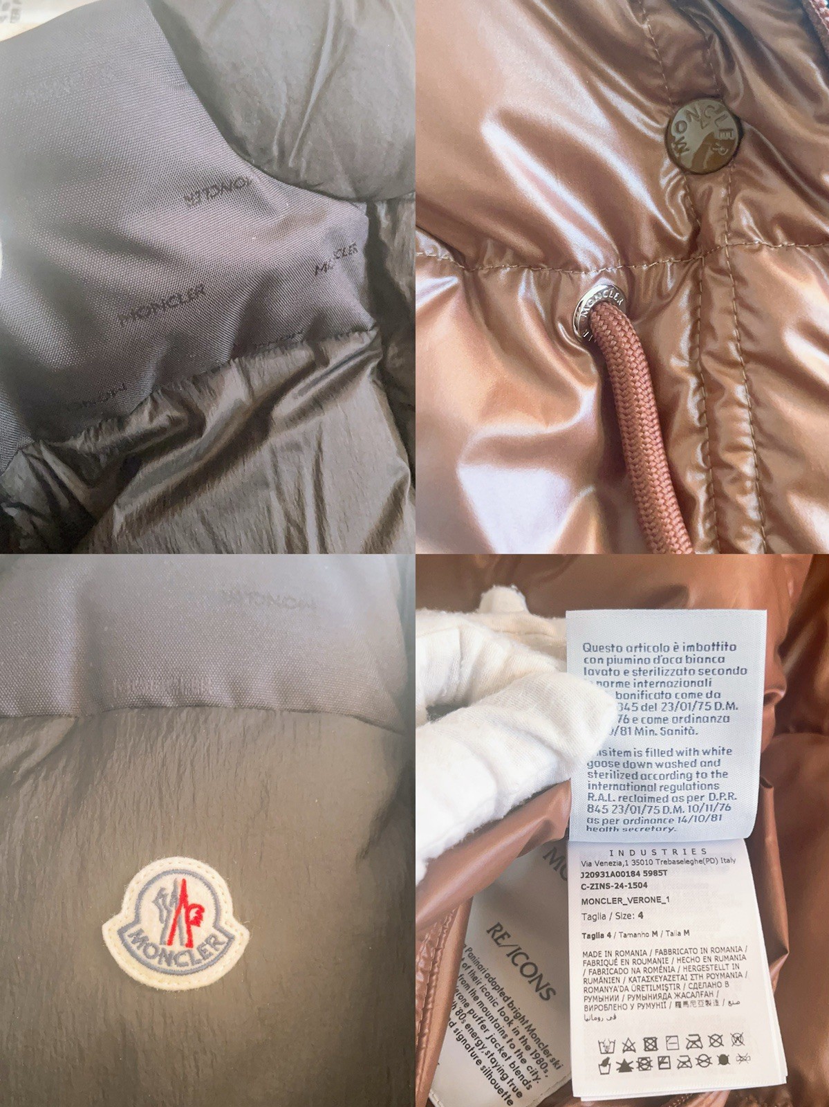 $2540 MONCLER Women’s Black & Brown Verone Short Reversible Down Jacket Size 4 thumbnail 15