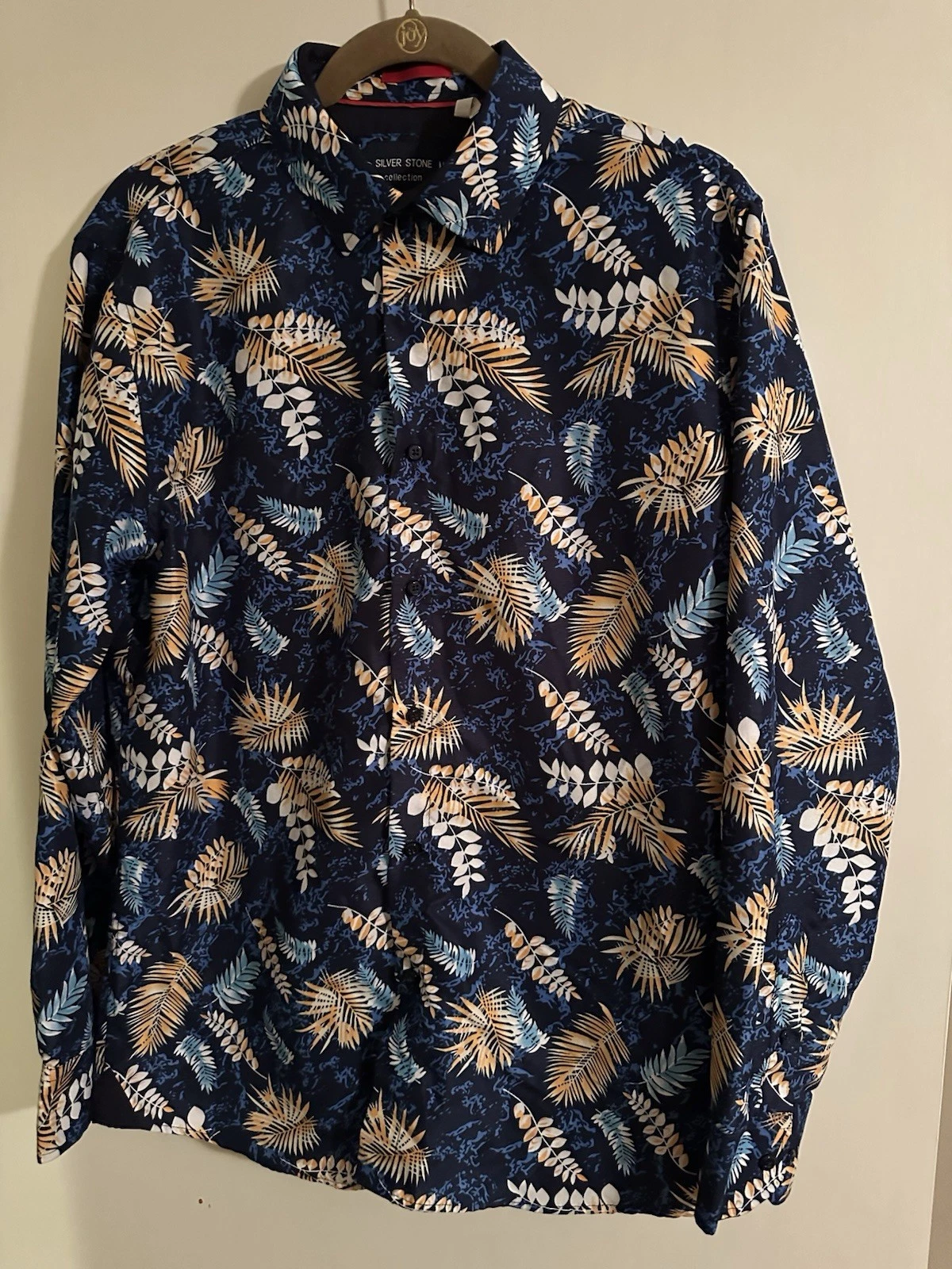 Silver Stone Floral Collection Long Sleeve Button Up Shirt Men's Size Large