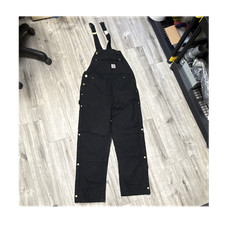 Carhartt Black Cotton Insulated Bib Overalls, Men's M Loose Fit OR4393-M