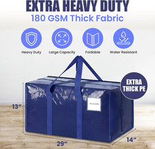 6 Pack Extra Heavy Duty Large Moving Bags Strong Zipper Comfortable Handles Bins