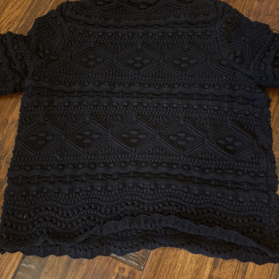 Suéter Boden Crocheted Negro Manga Corta Algodón Talla 10 Foto 4 de 4