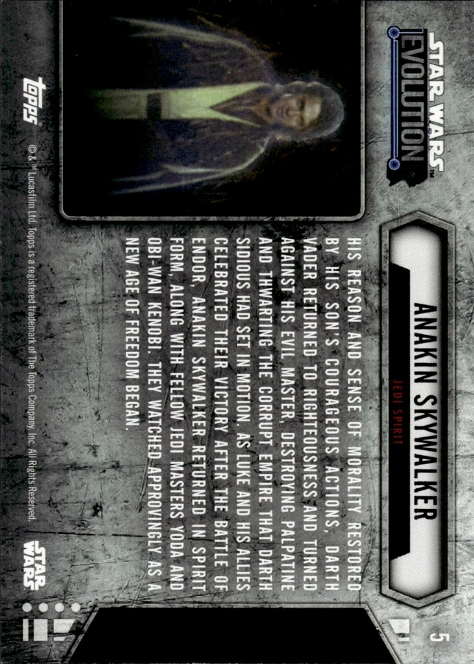 2016 Star Wars Evolution Anakin Skywalker Jedi Spirit Rainbow Foil #5 - Image 2 of 2