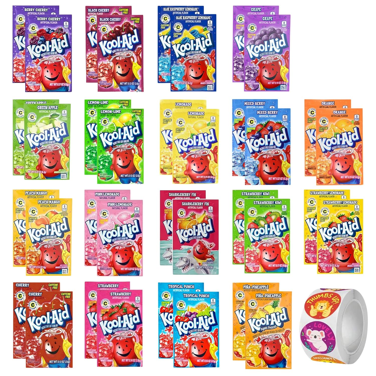 Kool Aid Packets Ultimate Variety (18 Falvors, 36 Packets) - Drink