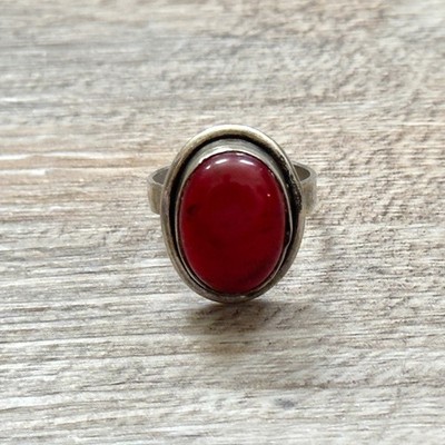 Faux Amber Cabochon Marked 925 Ring Untested for Metal Purity