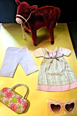 American Girl Caroline Work Dress Bloomers & Calf Lot with Bonus for Girls