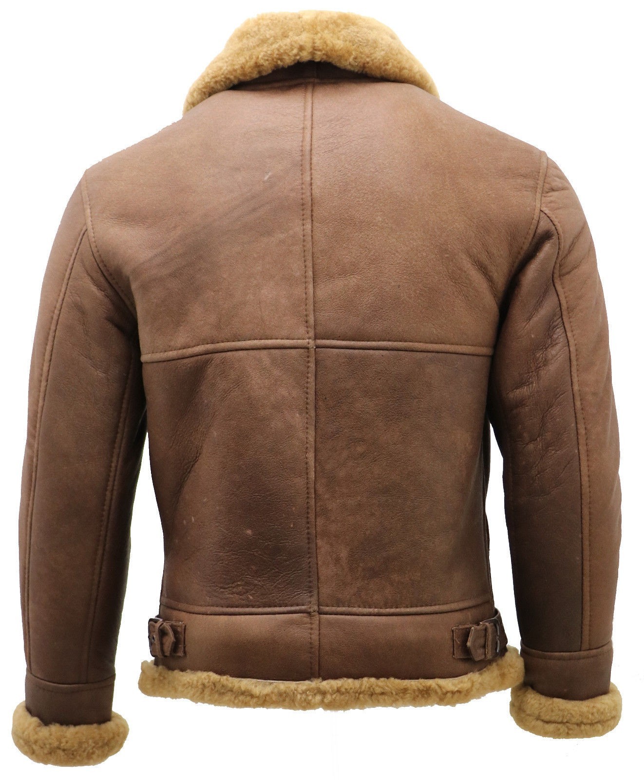 B3 Brown Mens Bomber RAF Flying Aviator Fur Irvin Real Shearling Leather Jacket image 4