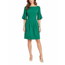 Eliza J Dress 12 Emerald Green Bell Sleeve Boat Neck Belted Cocktail NWT Party