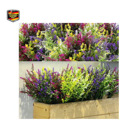 Künstliche Lavendel Blumen 12 Stück UV Beständig PVC Kunstblumen Außen Deko