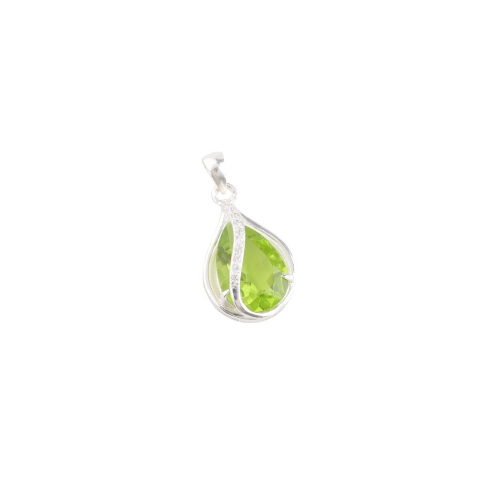 Peridot Gemstone 925 Sterling Silver Zircon Pendant 1.02" Jewelry Gift For Women - Image 3 of 4
