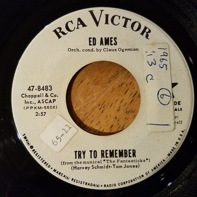 Ed Ames - Try To Remember / Love Is Here To Stay - Used Vinyl - Promo - G8100z