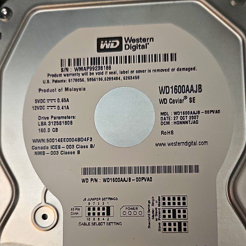Western Digital WD Caviar SE 160GB 3.5" IDE 7200RPM 8MB HDD WD1600AAJB