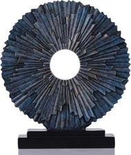 DOVDOV Blue Home Decor Sculpture, Unique Round line Statue, Modern Home Decor...
