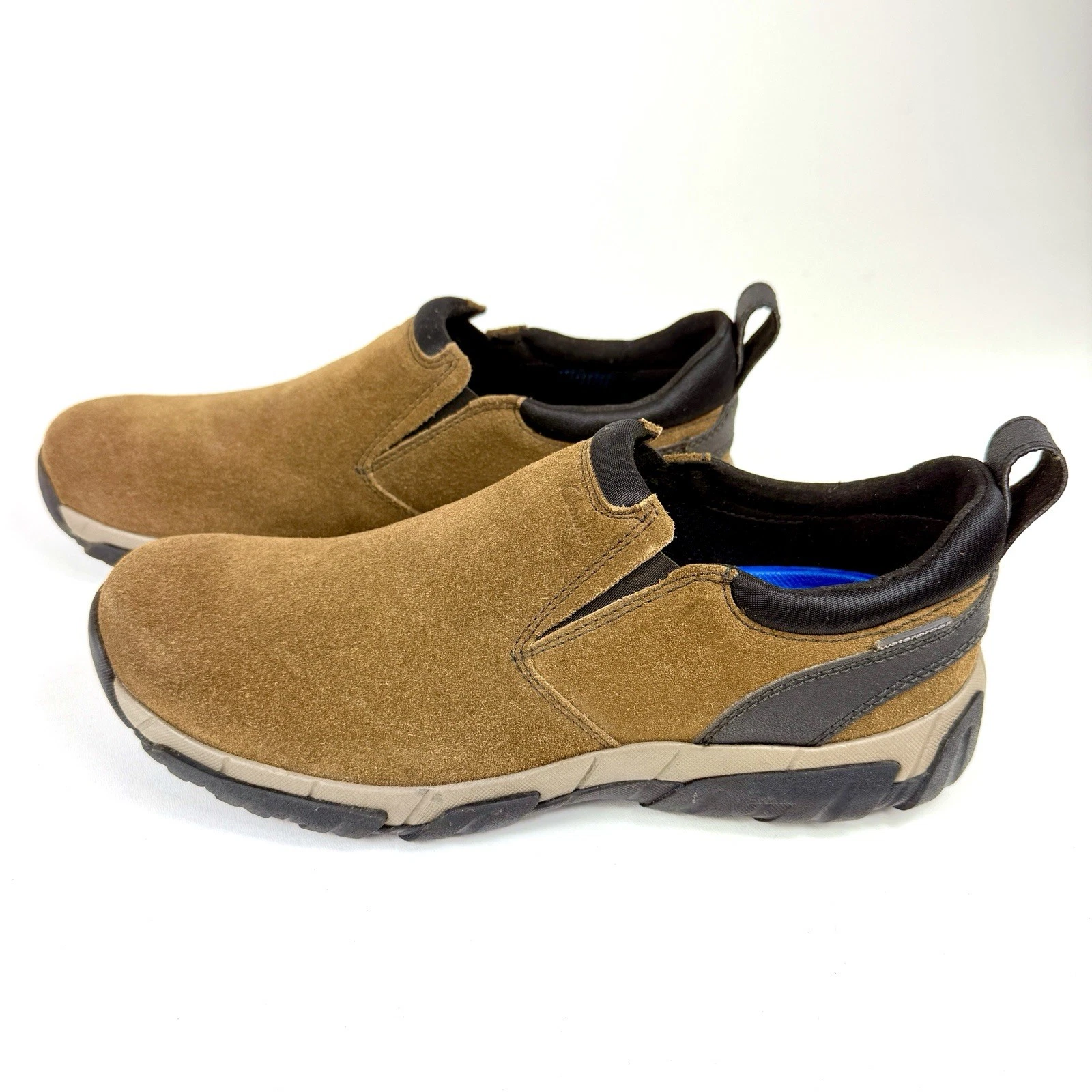 Mocassini Clarks Grove Step uomo 10M sabbia scamosciata impermeabili slip on scarpe comode