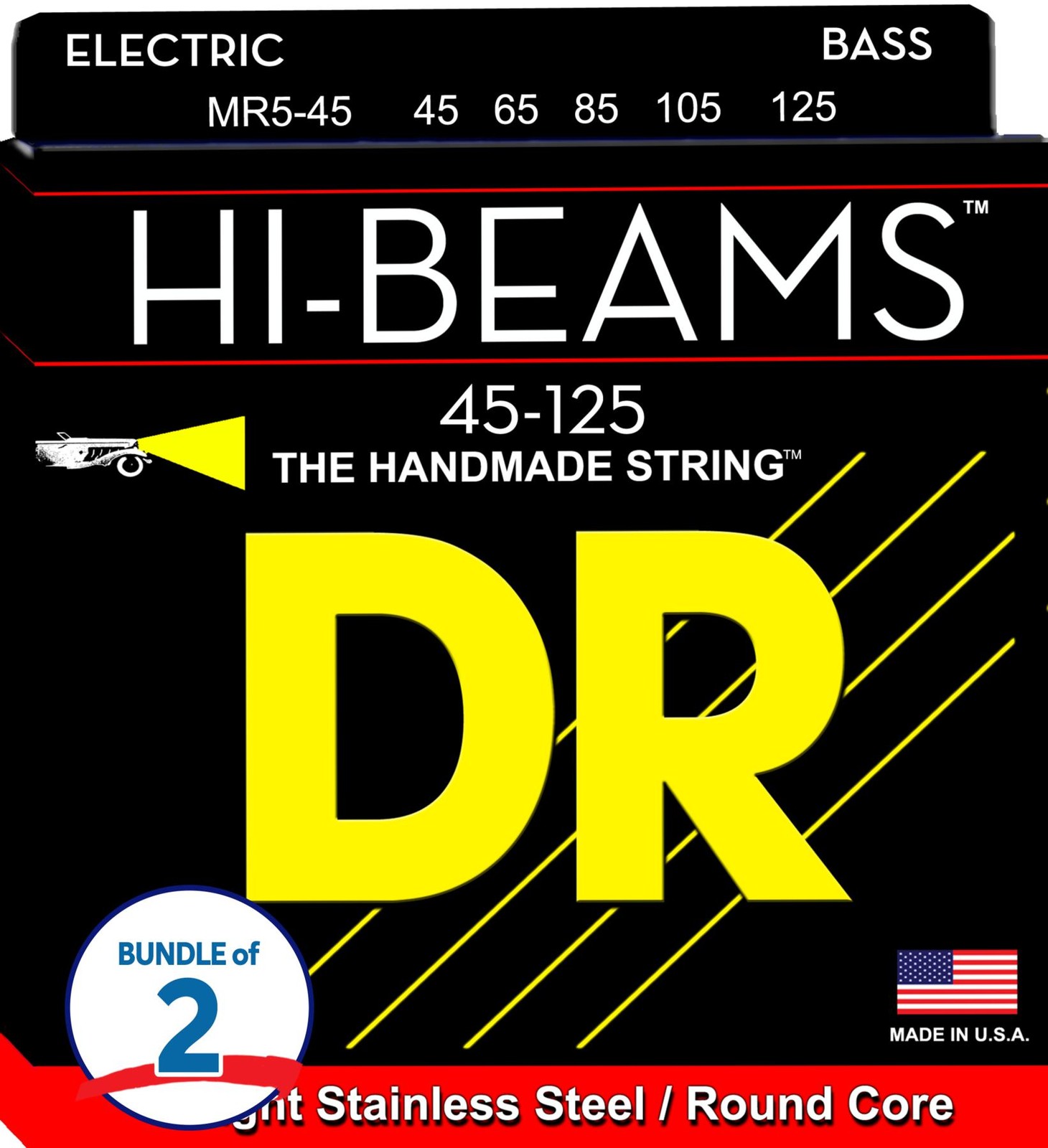 Набор струн для 5-струнной бас-гитары DR Strings MR5-45 Hi-Beam - 045-125 Средний 10890₽