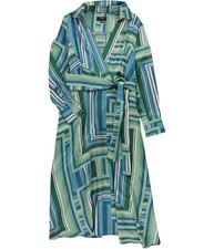 Tahari Womens Geo Print Shirt Dress, Green, 4