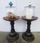 2 Cloche Made W/ Vintage Glass Candle Holders W/Vintage Wood Bases. Handmade — photo 6