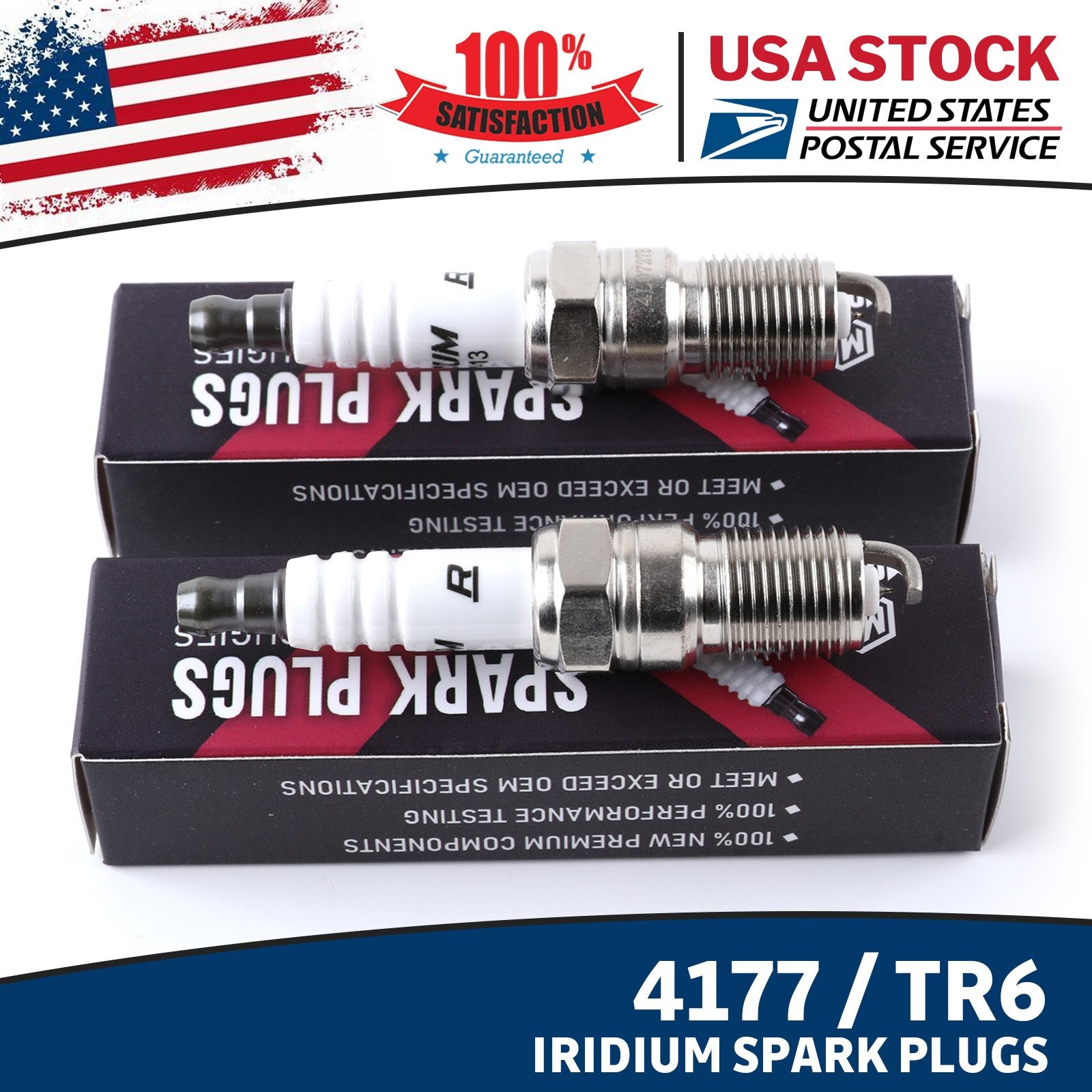 New OEM Quality Iridium Spark Plugs 2X For NGK 4177/TR6 For Mazda Cadillac Aston