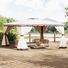 2-Sized Metal Gazebo +Side Curtain Heavy Duty Outdoor Gazebos for Patio Backyard