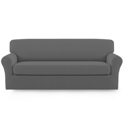 Easy-Going 2 Pieces Microfiber Stretch Sofa Slipcover   Spandex Soft Fitted S...