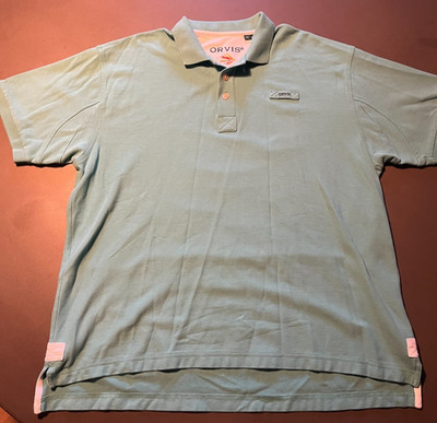 Orvis Signature Polo Shirt Mens XL Sage Peruvian Cotton Fly Fishing