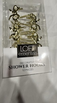 Loft Essentials decorative Shower curtains hooks  W/gold bow design