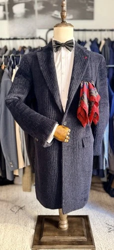 SUPERB One-of-a-kind Deep Blue Shaved ALPACA Brioni Overcoat - 40R US RRP $25k - product listing photo