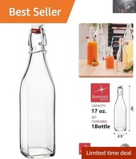 Versatile 17 oz Swing-Top Glass Bottle with Metal Clamp for Drinks and Dressings