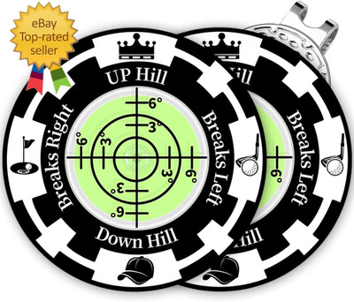 Golf Green Reader, 2 Pack Golf Ball Marker Hat Clip with High Precision