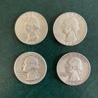 Lot of 4 Silver (90%) Washington Quarters - Junk Silver - Free Shipping