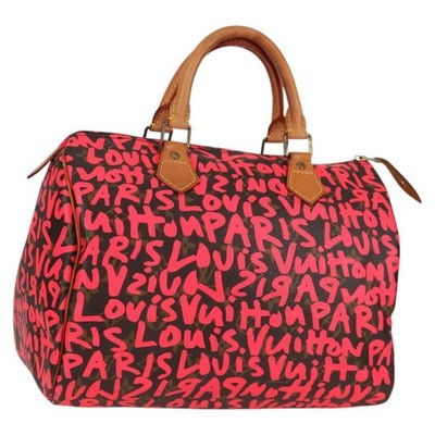 LOUIS VUITTON Monogram Graffiti Speedy 30 Bag Orange M93705 LV