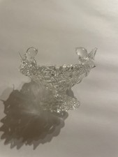 Cuenco para pájaros de vidrio soplado a mano vintage - diseño retorcido transparente - vidrio artístico en miniatura