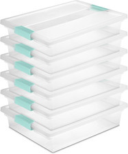 6-Pack Clip Box, Stackable Clear Plastic Bins with Latching Lids, Large - Writin