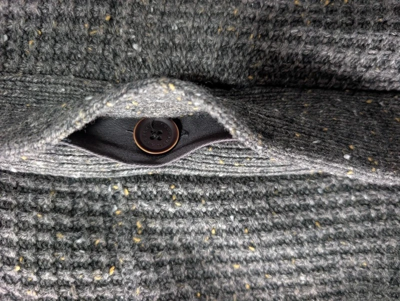 Mantaray Hombres Mezcla de Lana Grueso Tejido Cárdigan Chaqueta Gris Forrado Cremallera Completa Talla M