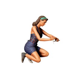 Mujer arrodillada con herramientas impresión 3D resina figura modelo escalas modelo sin pintar modelo RR