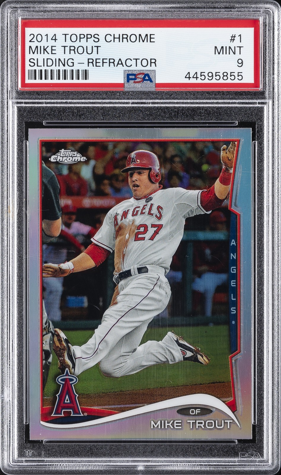 2014 TOPPS CHROME REFRACTOR #1 MIKE TROUT PSA 9