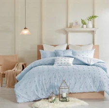 Urban Habitat Cotton Jacquard Duvet Cover Set 7 Pc Full/Queen Uh12-2157 Blue