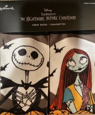 DISNEY HALLMARK Nightmare Before Christmas Jack Skellington, Sally Crew Socks