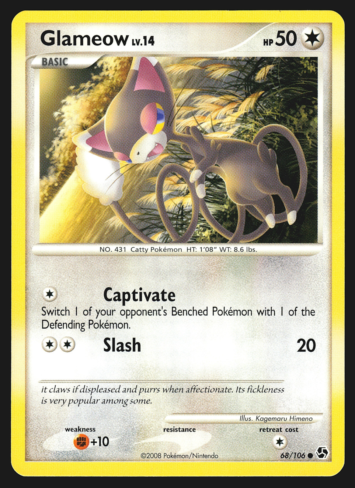 Glameow 68/106 Diamond & Pearl Great Encounters Pokemon Card LP