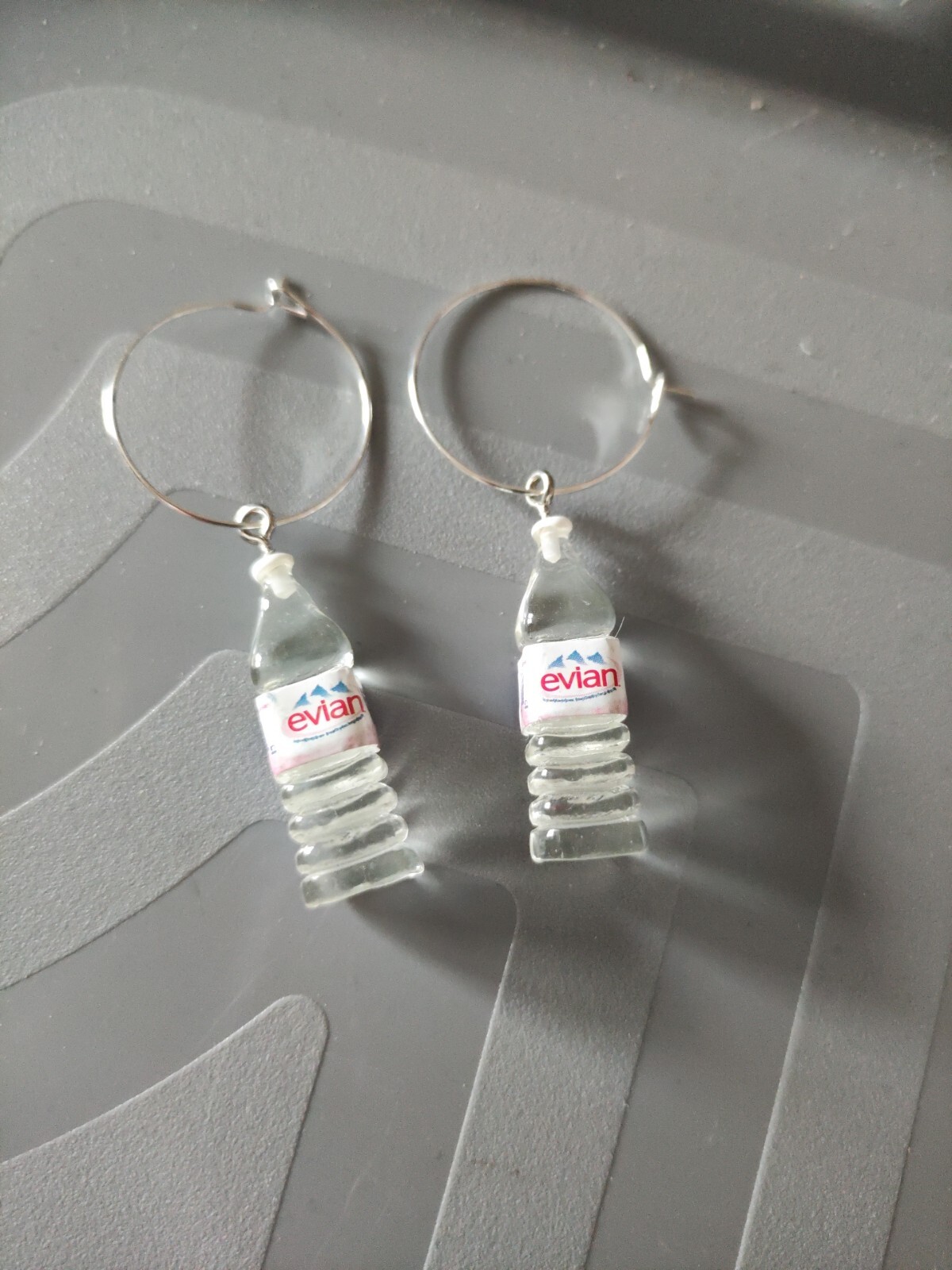 Resin  Pendant Silver Plated Hoop Earrings