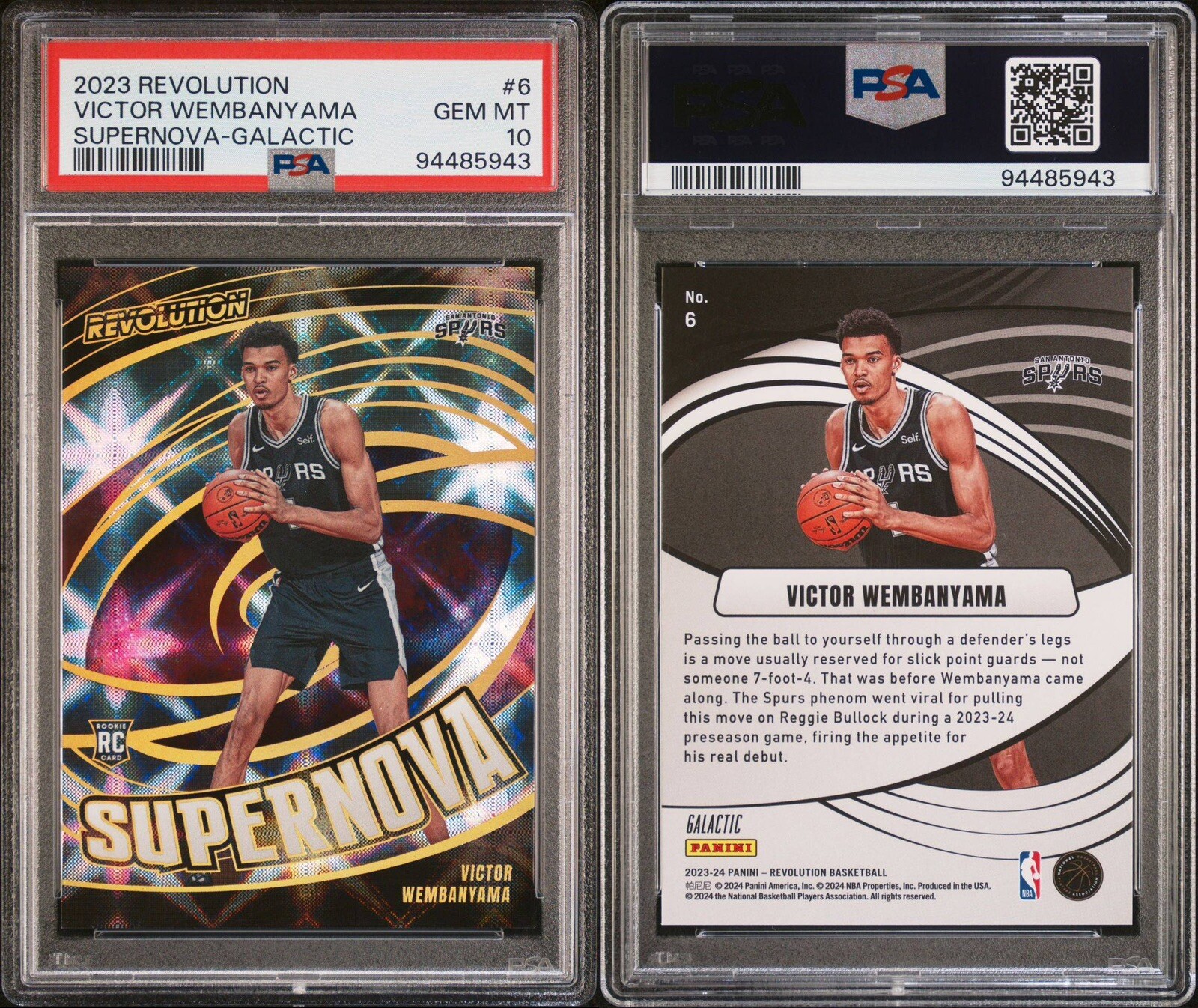 2023-24 Panini Revolution Victor Wembanyama Supernova Galactic PSA 10 SPURS RC