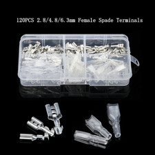 120PCS Quick Connect Terminals Electrical Wire Crimp Connector Female Spade