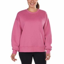 Champion Sweatshirt Women 2x Sueded Crew Neck Relaxed Fit Pink Ribbed Cuff