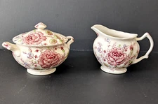 Johnson Brothers Rose Chintz Cream & Sugar Bpwl w/lid, English