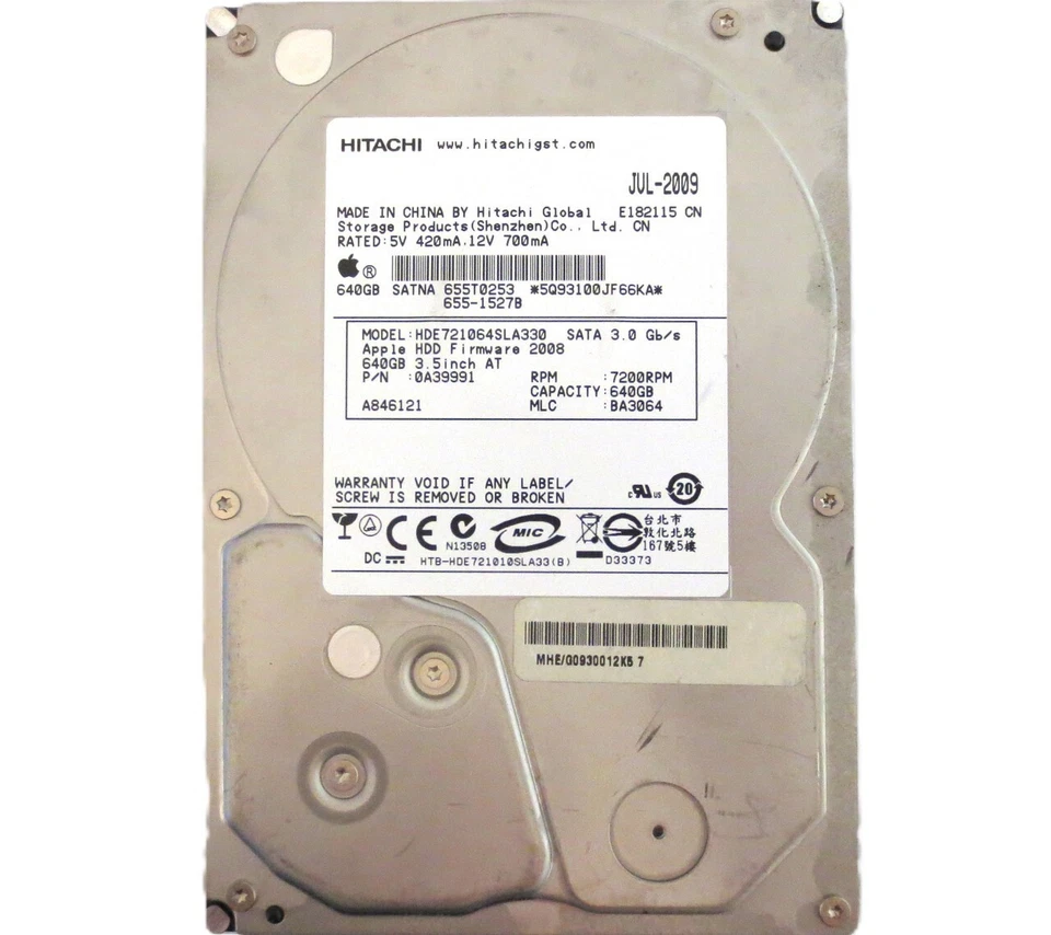 Hitachi HDE721064SLA330 0A39991 BA3064 China 640gb 3.5" Sata 655-1527B HDD 2009 - Image 3 of 4