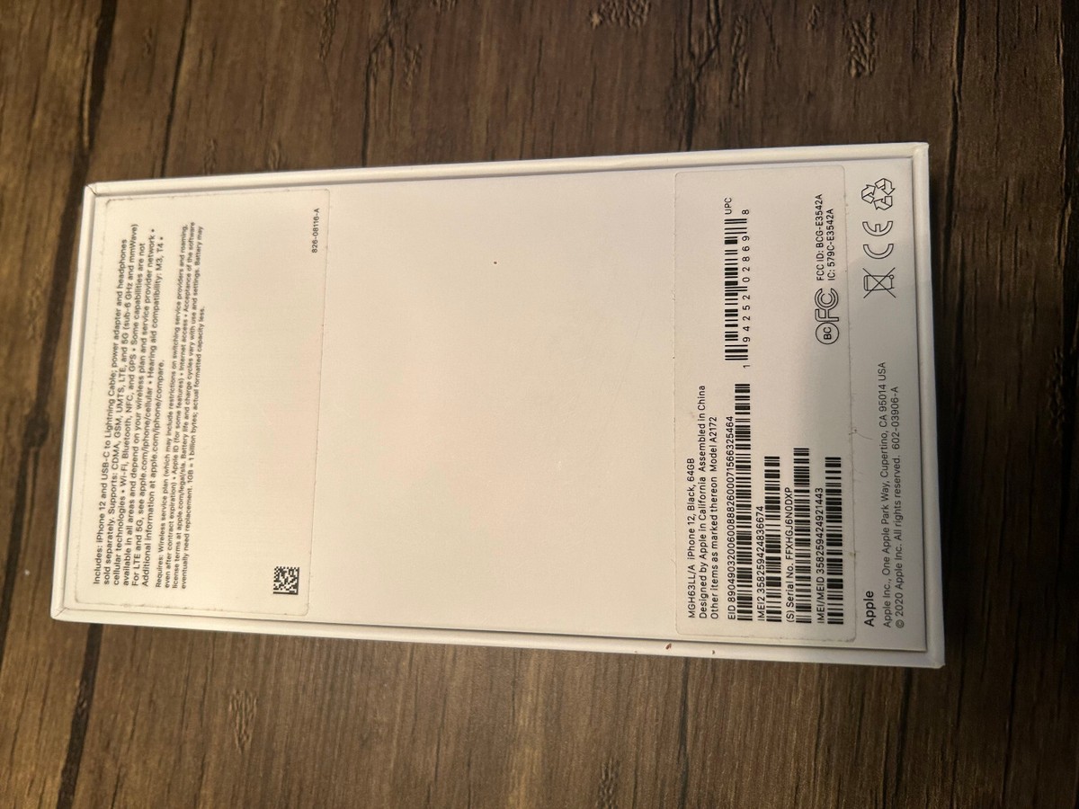 Apple iPhone 12 Black 64GB Empty Retail BOX ONLY No Phone No