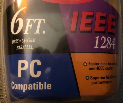G.E. Printer Cable 6 foot - PC Compatible - New - Factory Sealed- IEEE 1284 Rare - Picture 3 of 7