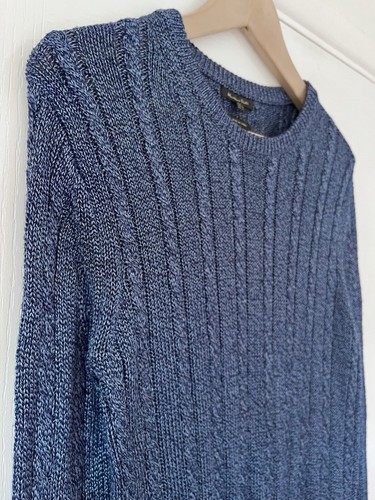 Massimo Dutti Cable Jumper - Taglia Medium UK 12 Blu Maglia Fine Maglione Pescatore - Foto 5 di 9