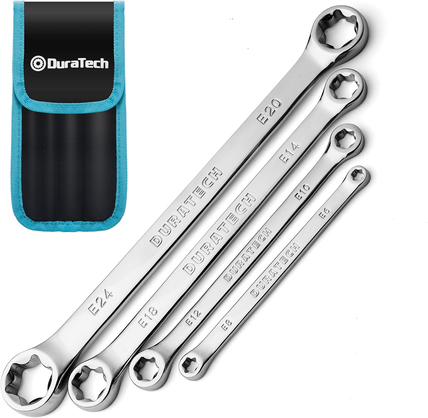 DURATECH 4-Pc E-Torx Double Box End Wrench Set CR-V Steel Includes Sizes