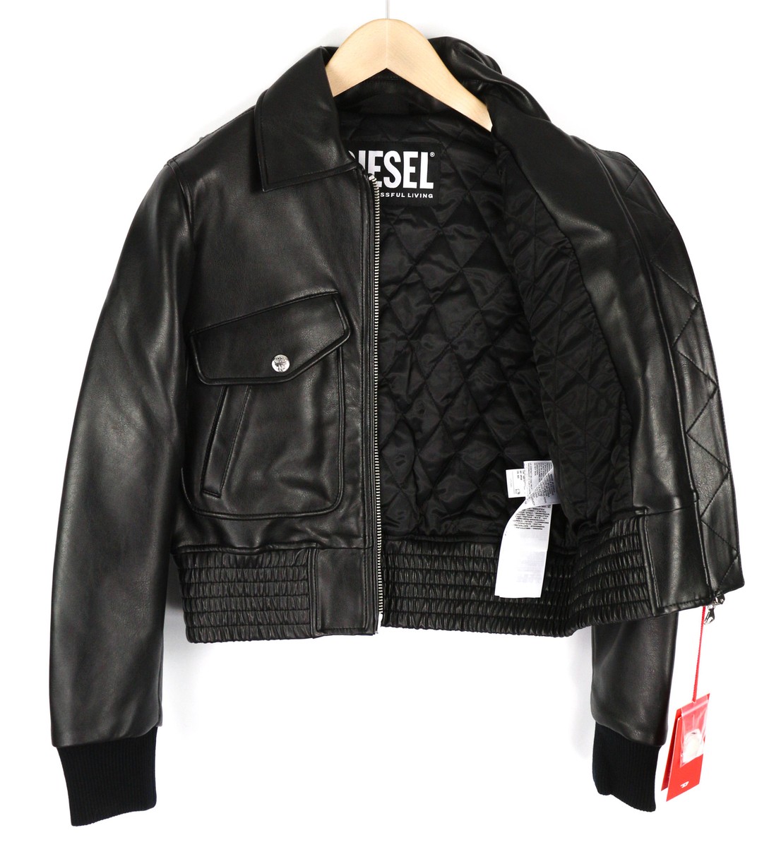 Diesel G-Feijoa Damen Jacke XS Schwarz Beschichtet Isoliert Diesel G-Feijoa Damen Jacke XS Schwarz Beschichtet Isoliert