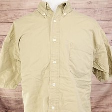 EDDIE BAUER SHORT SLEEVE BEIGE KHAKI BUTTON DOWN SHIRT MENS XXL 2XL